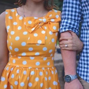 Yellow Polka Dot Retro Dress